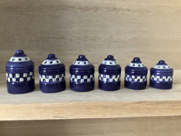 画像2: 【ホーローキャニスター市松柄 コンプリート】 フェーヴ　フェーブ　feve  キャニスター (2)